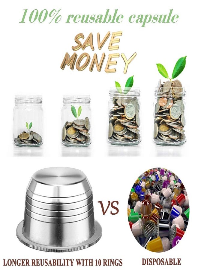 CAPMESSO Stainless Steel Reusable Coffee Capsule, Metal Refillable Coffee Pod Compatible with Nespresso Vertuoline GCA1/ENV135/ENV150/BNV420 (8OZ(Coffee Cup)+10 Silicone Rings) - Image 2